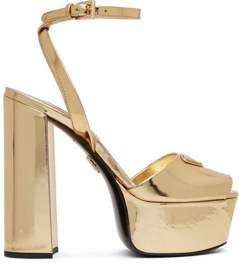 prada gold high heels|prada block heel bootie.